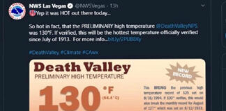 पृथ्वी पर सबसे अधिक उच्चतम तापमान डेथ वैली कैलिफ़ोर्निया