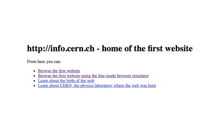 Faqja e parë e internetit në botë