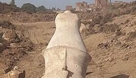 The upper part of the statue of Ramesses II uncovered